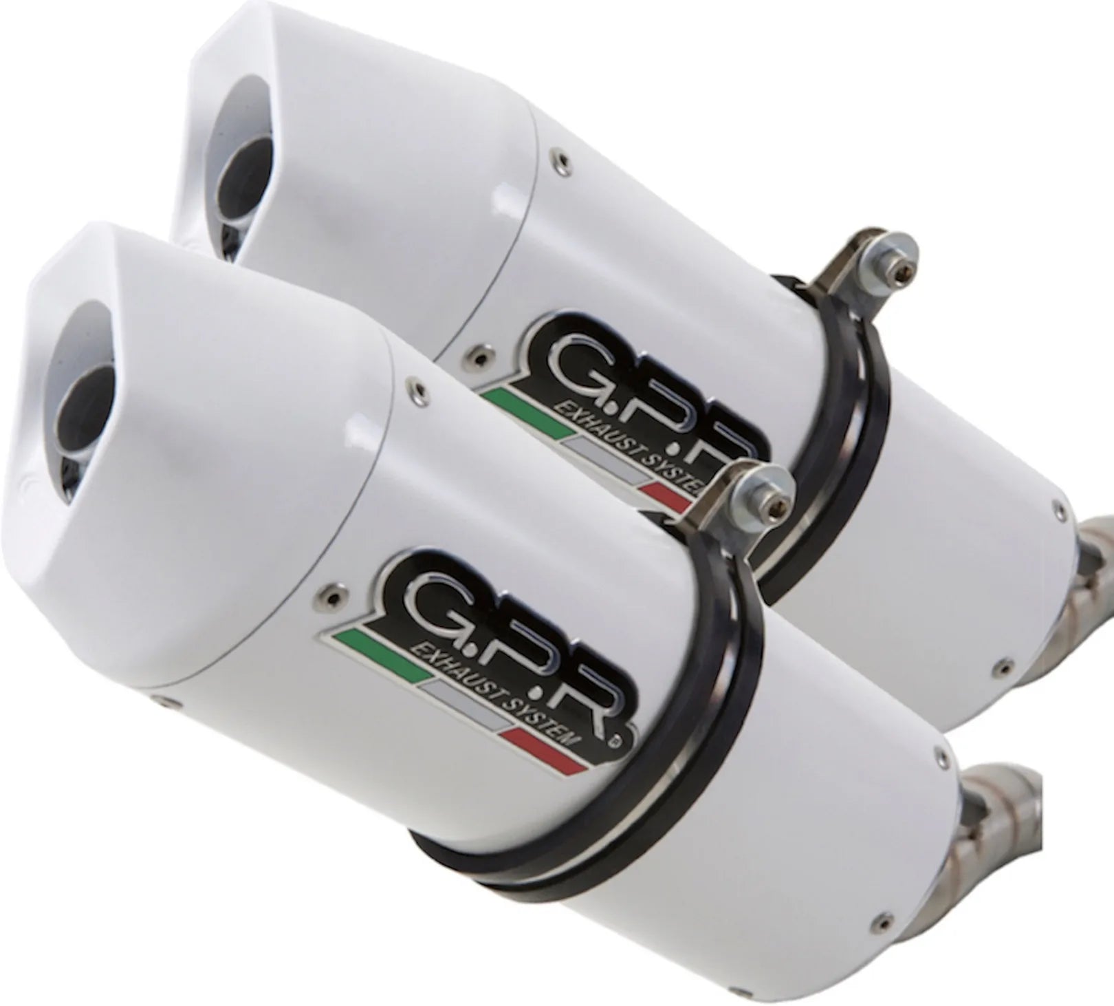 Dual Exhaust System With Sound Certification Albus Ceramic White Aluminium - Gpr Compatible With Kawasaki Zx-10R (2006-2007)
