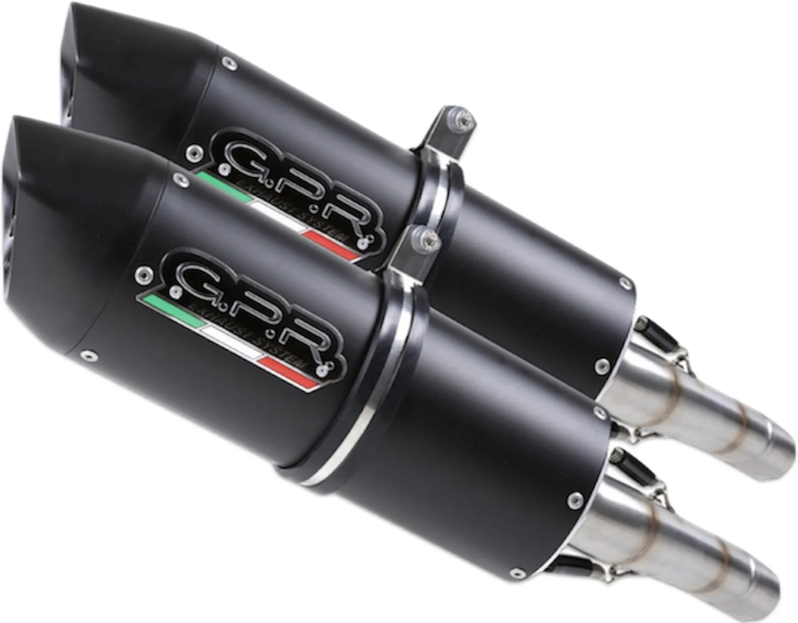 Dual Exhaust System With Sound Certification Furore Aluminium Black - Gpr Compatible With Moto Guzzi Breva 750 (2003-2009)