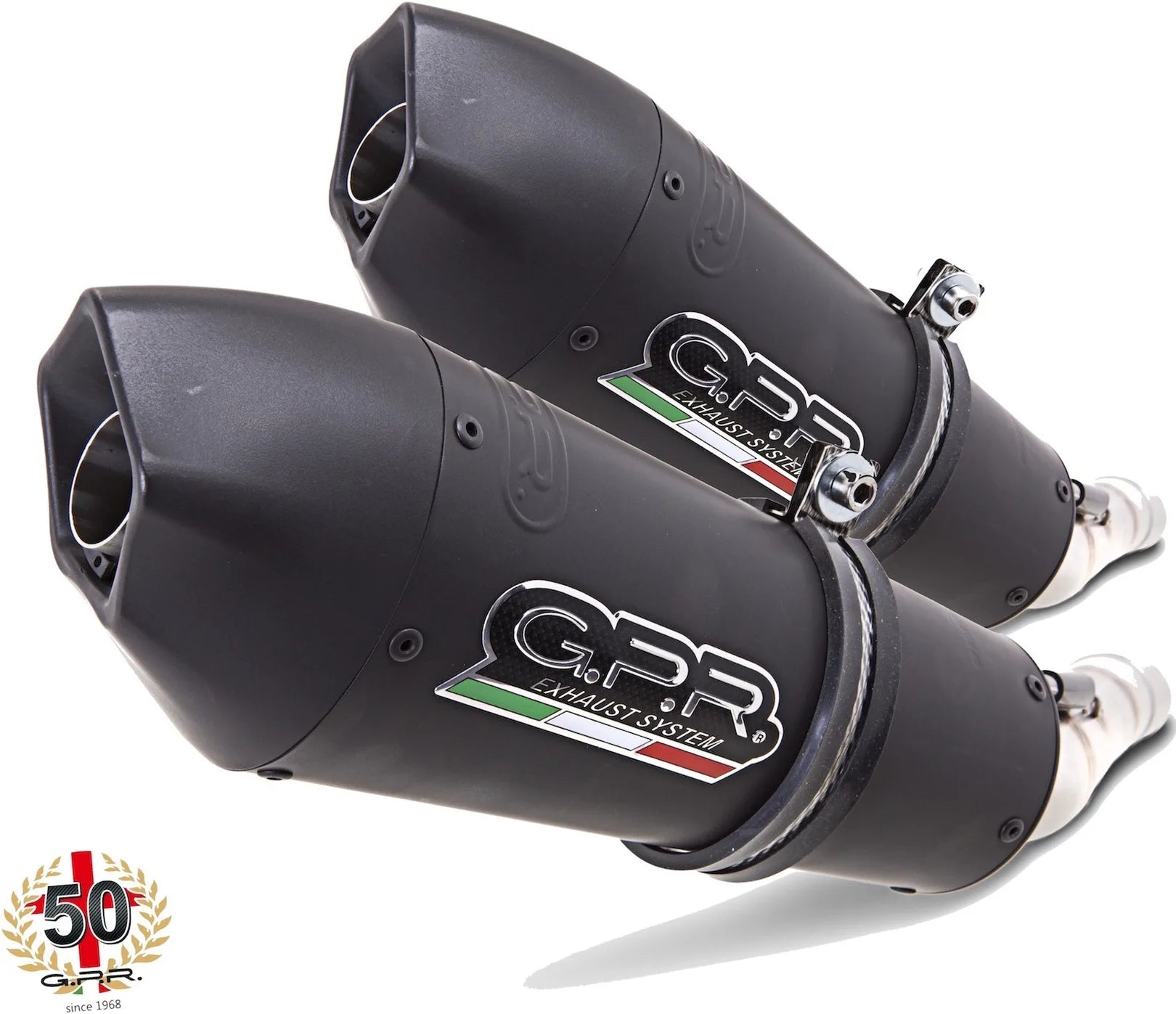 Dual Exhaust System With Sound Certification Gpe Anniversary Black Titanium - Gpr Compatible With Ducati Hypermotard 1100 - Evo (2007-2012)