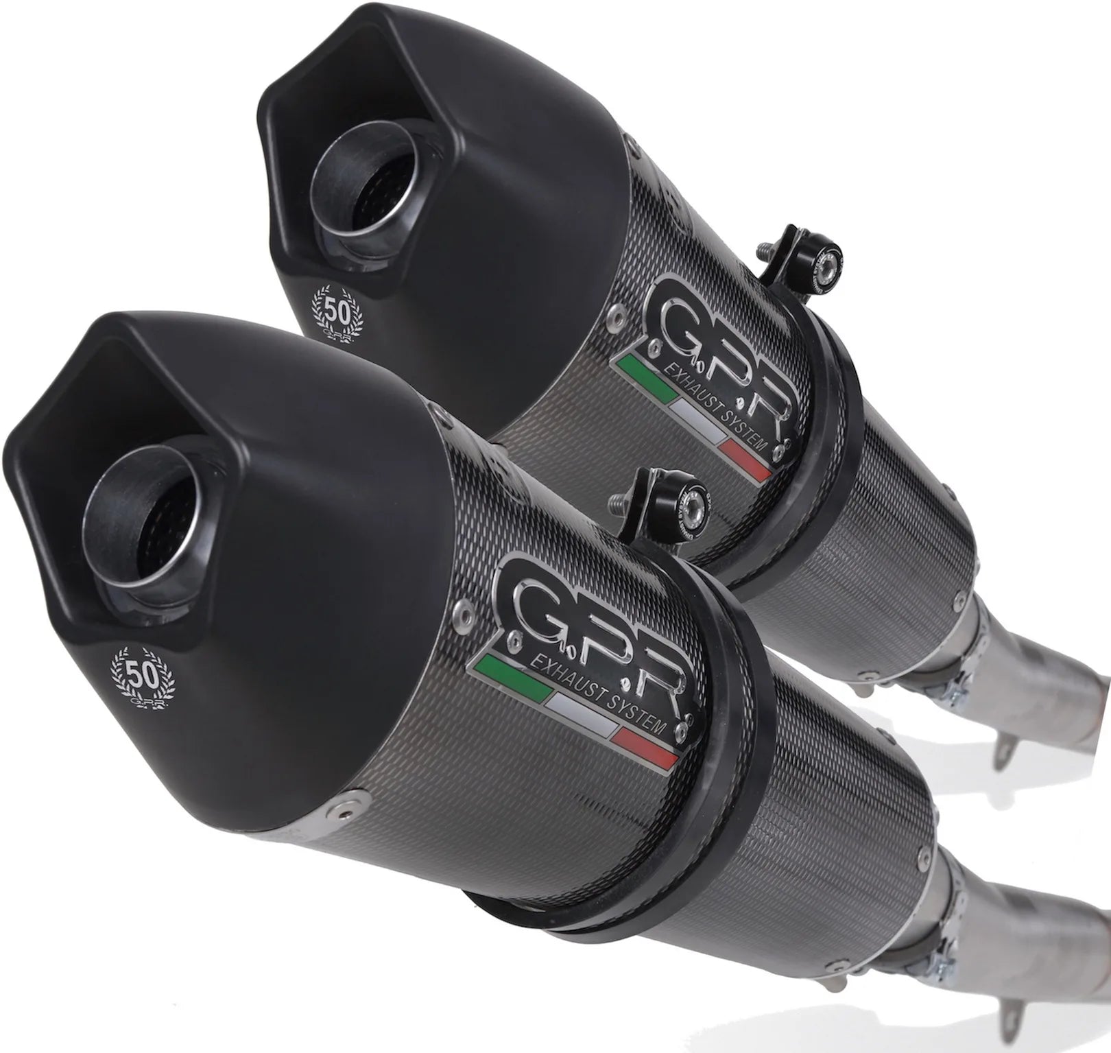 Dual Catalytic Exhaust Tips With Sound Certification Gpe Anniversary Carbon Look - Gpr Compatible With Ducati Monster 796 (2010-2014)