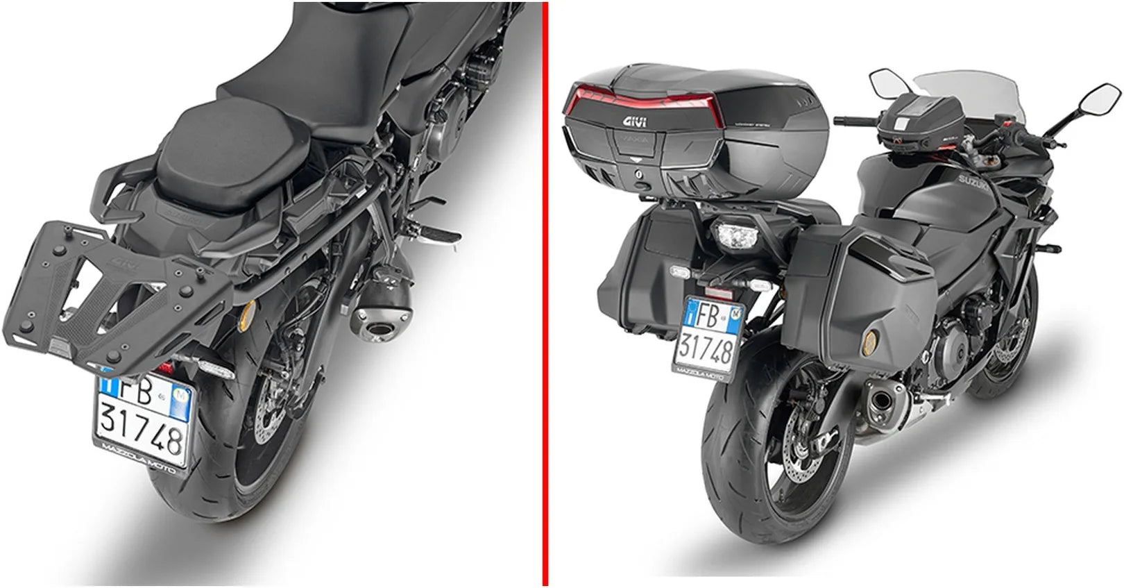 Monokey Trekker Dolomiti Black Aluminium Top Case - 46 Lt Trekker Dolomiti Aluminium - Givi Compatible With Suzuki Gsx-S 1000 Gt (2022-2024)