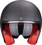 Urban Motorcycle Helmet Scorpion Exo Belfast Evo Carbon Carbon Fiber Matt Black Red Solid Size Xs