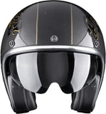 Urban Motorcycle Helmet Scorpion Exo Belfast Evo Carbon Carbon Fiber Black Gold Zippy Size Xs