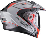 Full-Face Motorcycle Helmet Scorpion Exo Adx-2 Polycarbonate Grey Red Kamps Size S