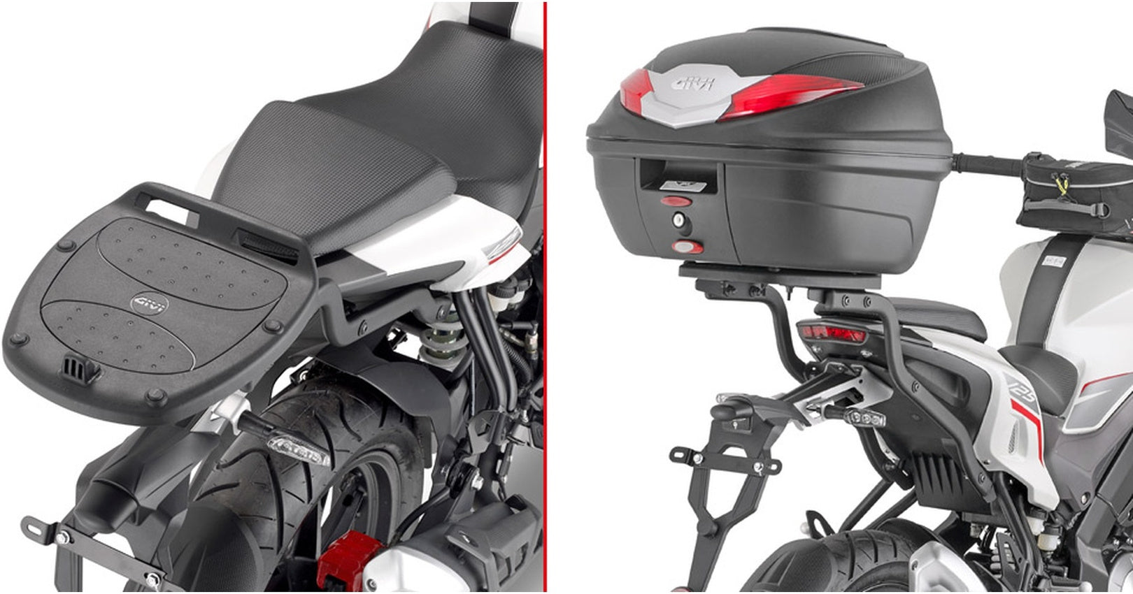 Monolock Riviera Triple Black Top Case - 46 Lt Riviera Technopolymer - Givi Compatible With Keeway Rkf 125 (2018-2024)