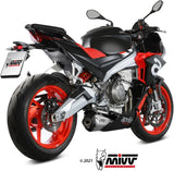 Complete Catalytic Exhaust System With Sound Certification Delta Race Stainless Steel Carbon - Mivv Compatible With Aprilia Tuono 660 (2021-2024)