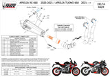 Complete Catalytic Exhaust System With Sound Certification Delta Race Stainless Steel Carbon - Mivv Compatible With Aprilia Tuono 660 (2021-2024)