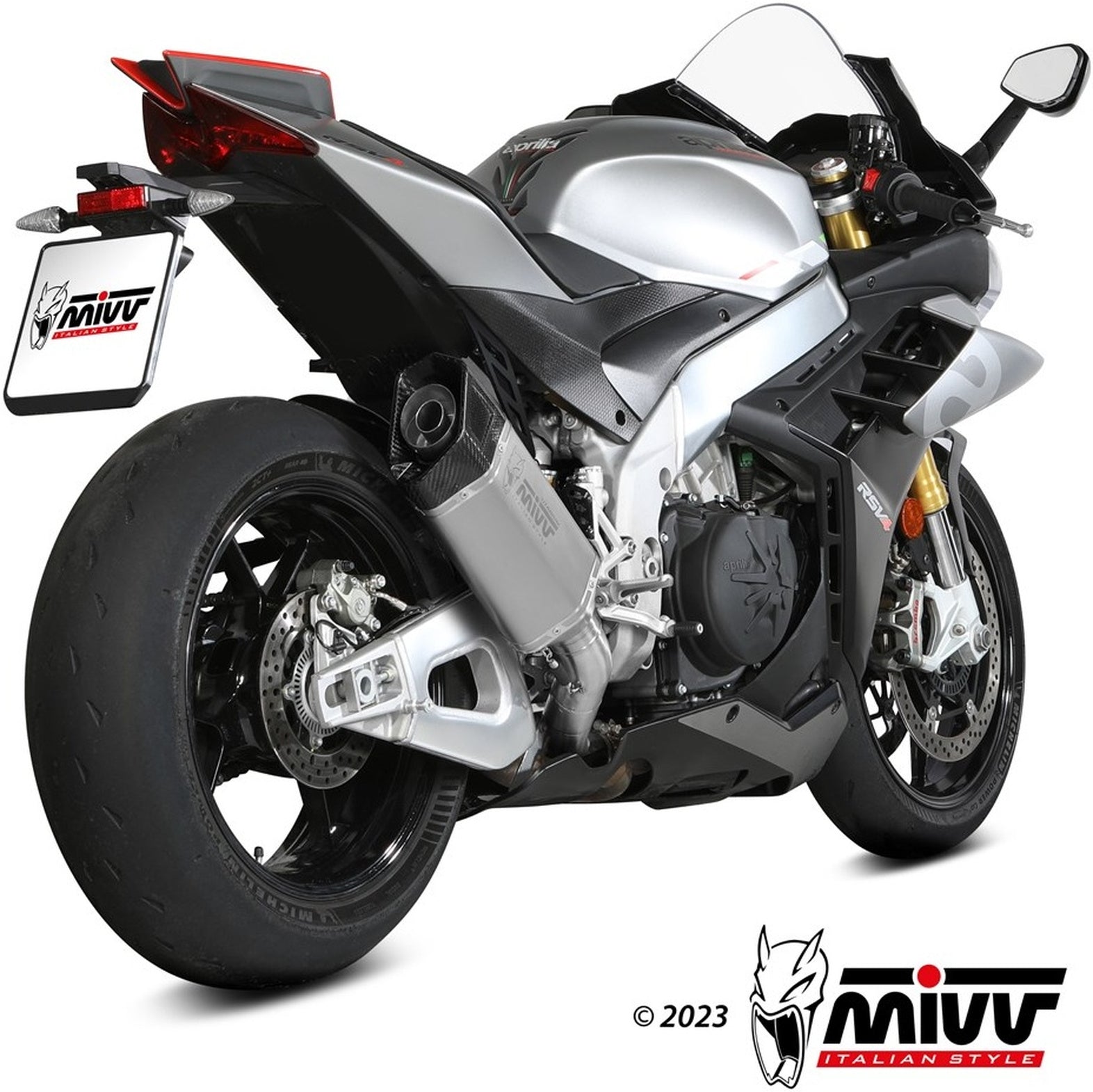 Non-Catalytic Exhaust Tip With Sound Certification Sr-1 Titanium - Mivv Compatible With Aprilia Rsv4 (2021-2024)