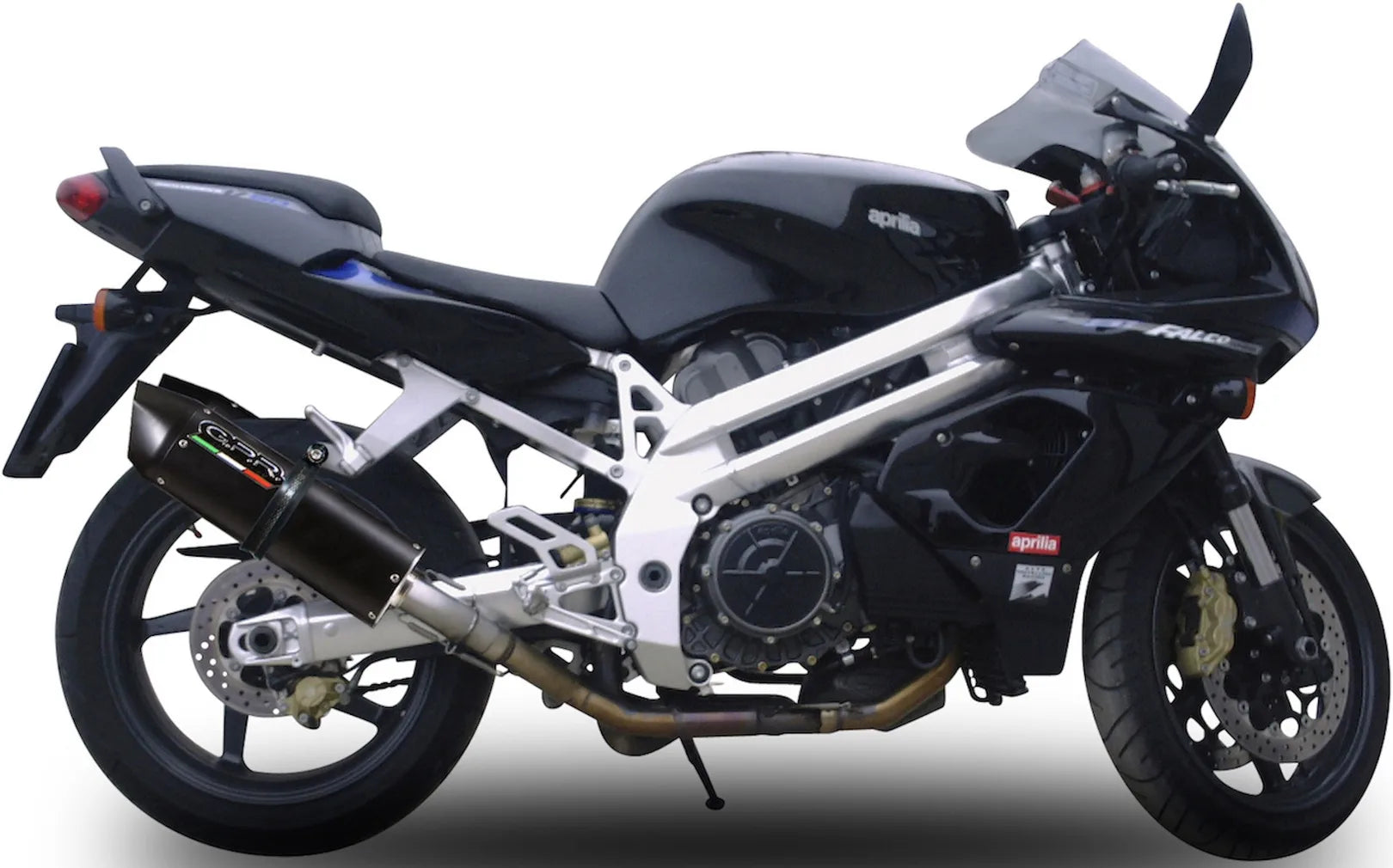 Dual Exhaust System With Sound Certification Furore Aluminium Black - Gpr Compatible With Aprilia Sl 1000 Falco (2000-2004)