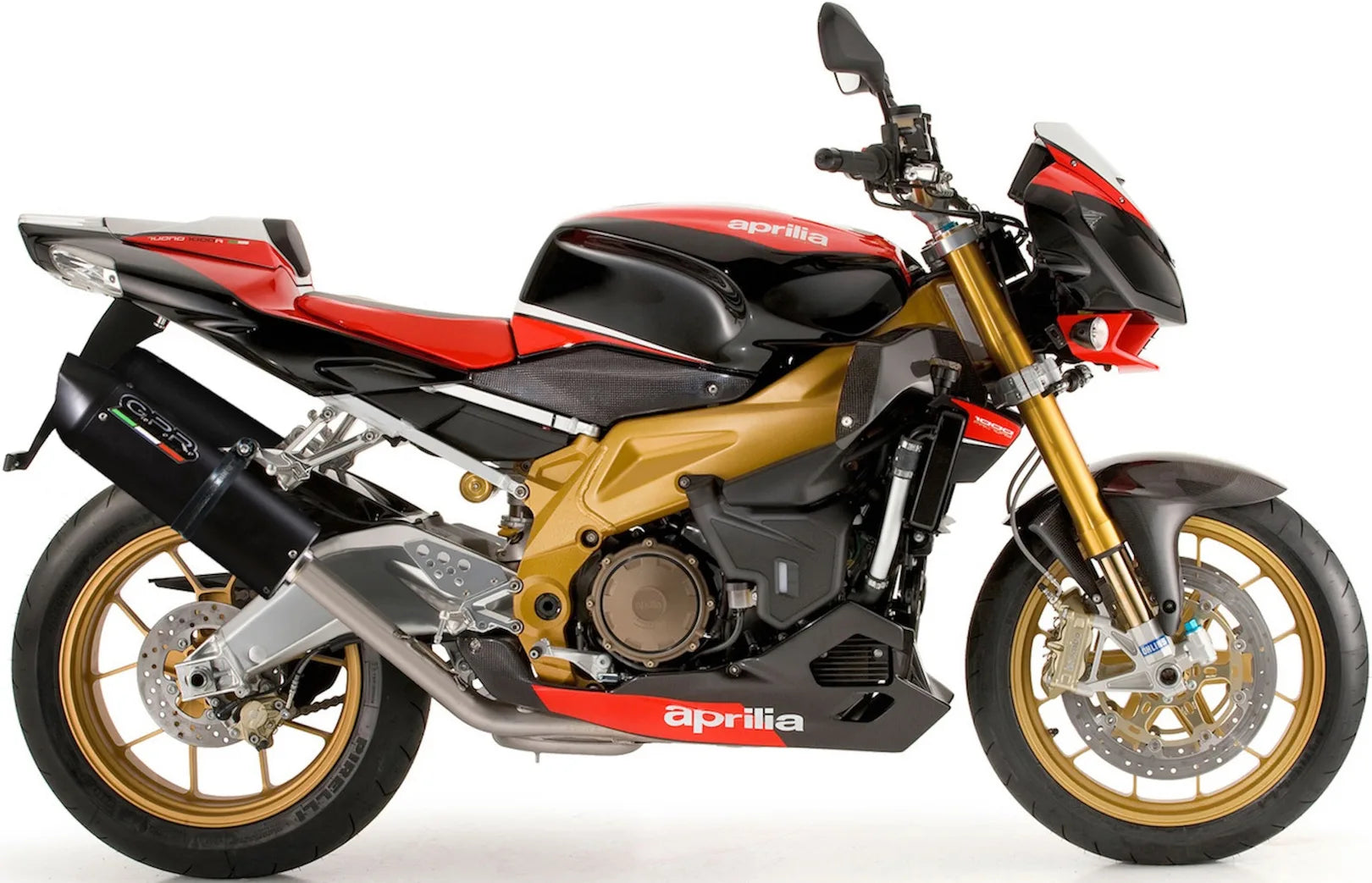 Dual Exhaust System With Sound Certification Furore Aluminium Black - Gpr Compatible With Aprilia Tuono R 1000 Factory (2006-2010)
