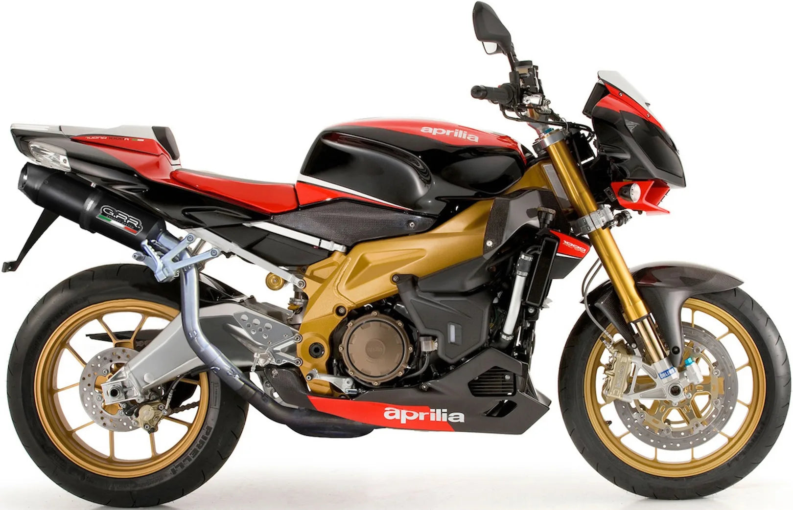 Dual Exhaust System With Sound Certification Furore Aluminium Black - Gpr Compatible With Aprilia Tuono R 1000 Factory (2006-2010)