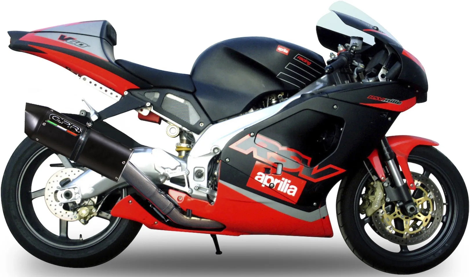 Exhaust Tip With Noise Certification Furore Aluminium Black - Gpr Compatible With Aprilia Rsv 1000 - Sp (1998-2003)