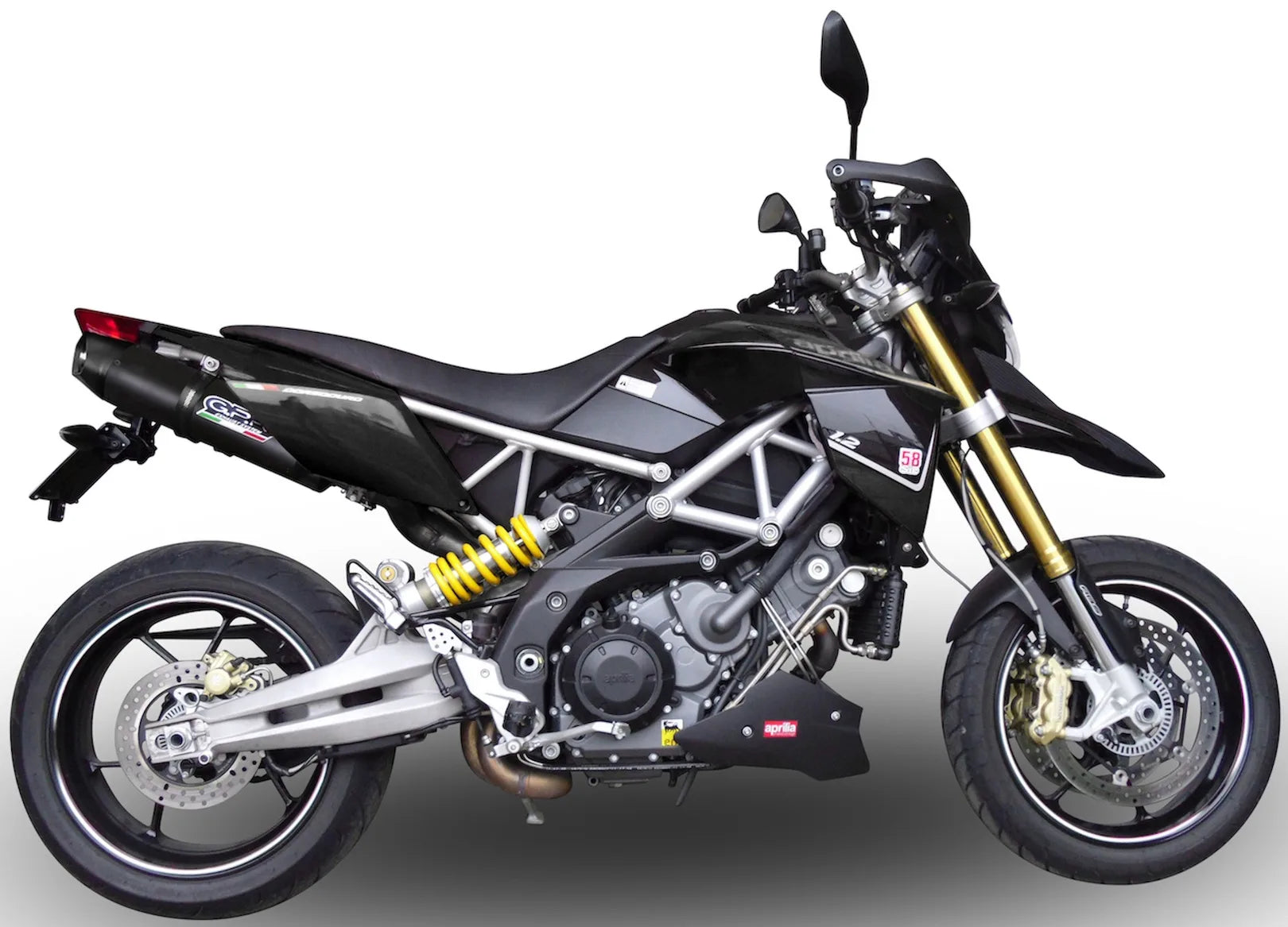 Dual Exhaust System With Sound Certification Furore Aluminium Black - Gpr Compatible With Aprilia Dorsoduro 750 (2008-2016)