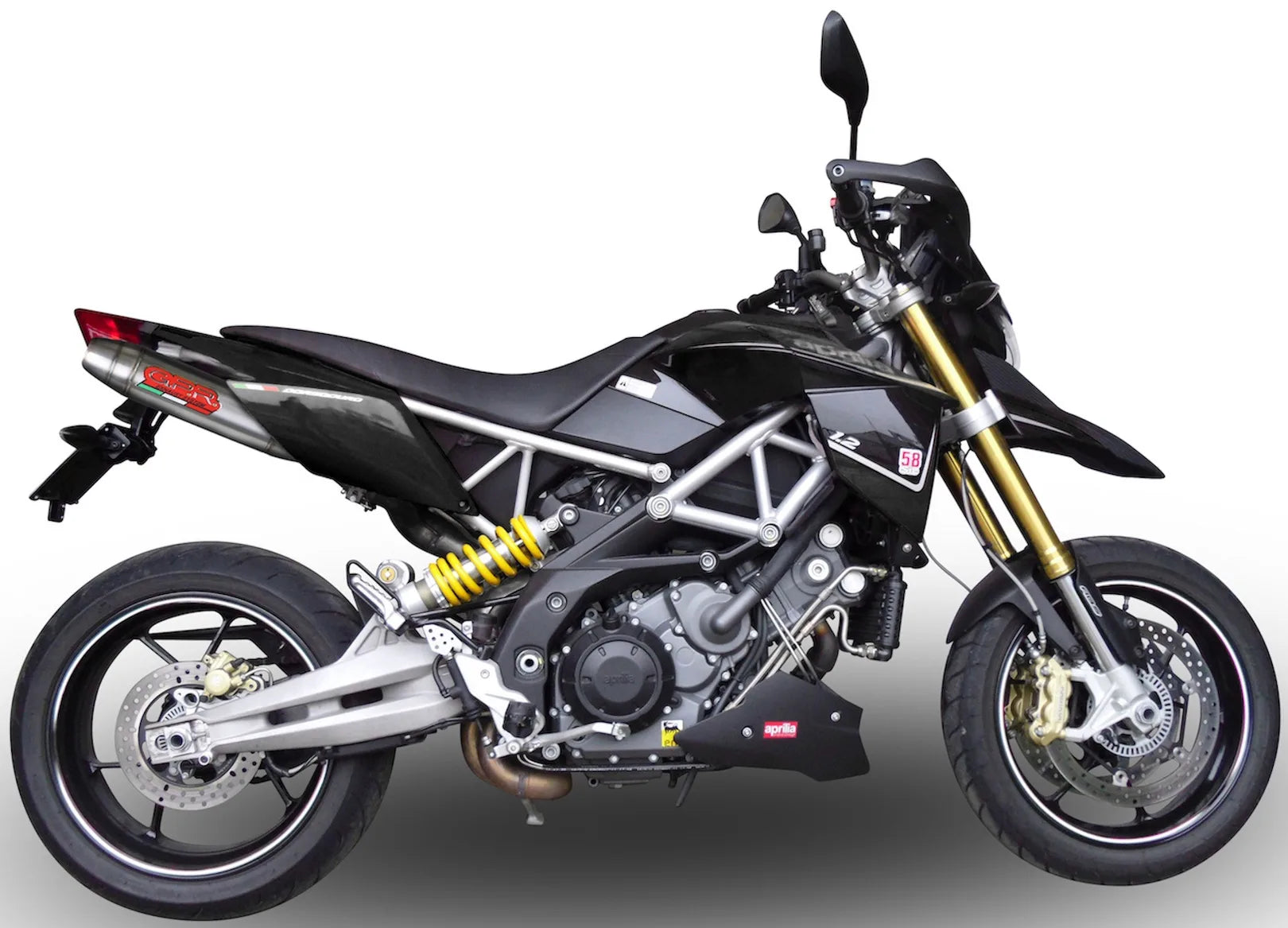 Dual Exhaust System Without Sound Certification Deeptone Stainless Steel - Gpr Compatible With Aprilia Dorsoduro 750 (2008-2016)