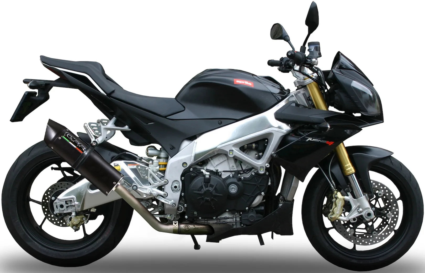 Complete Catalytic Exhaust System With Sound Certification Furore Aluminium Black - Gpr Compatible With Aprilia Tuono V4 R - Std - Aprc 1000 (2011-2014)
