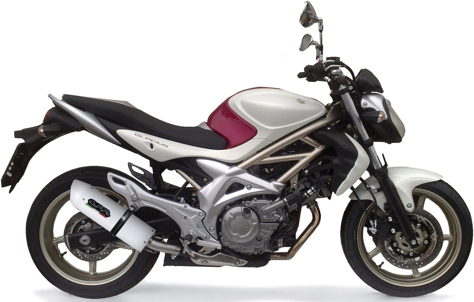 Exhaust Tip With Noise Certification Albus Ceramic White Aluminium - Gpr Compatible With Suzuki Gladius 650 (2008-2015)
