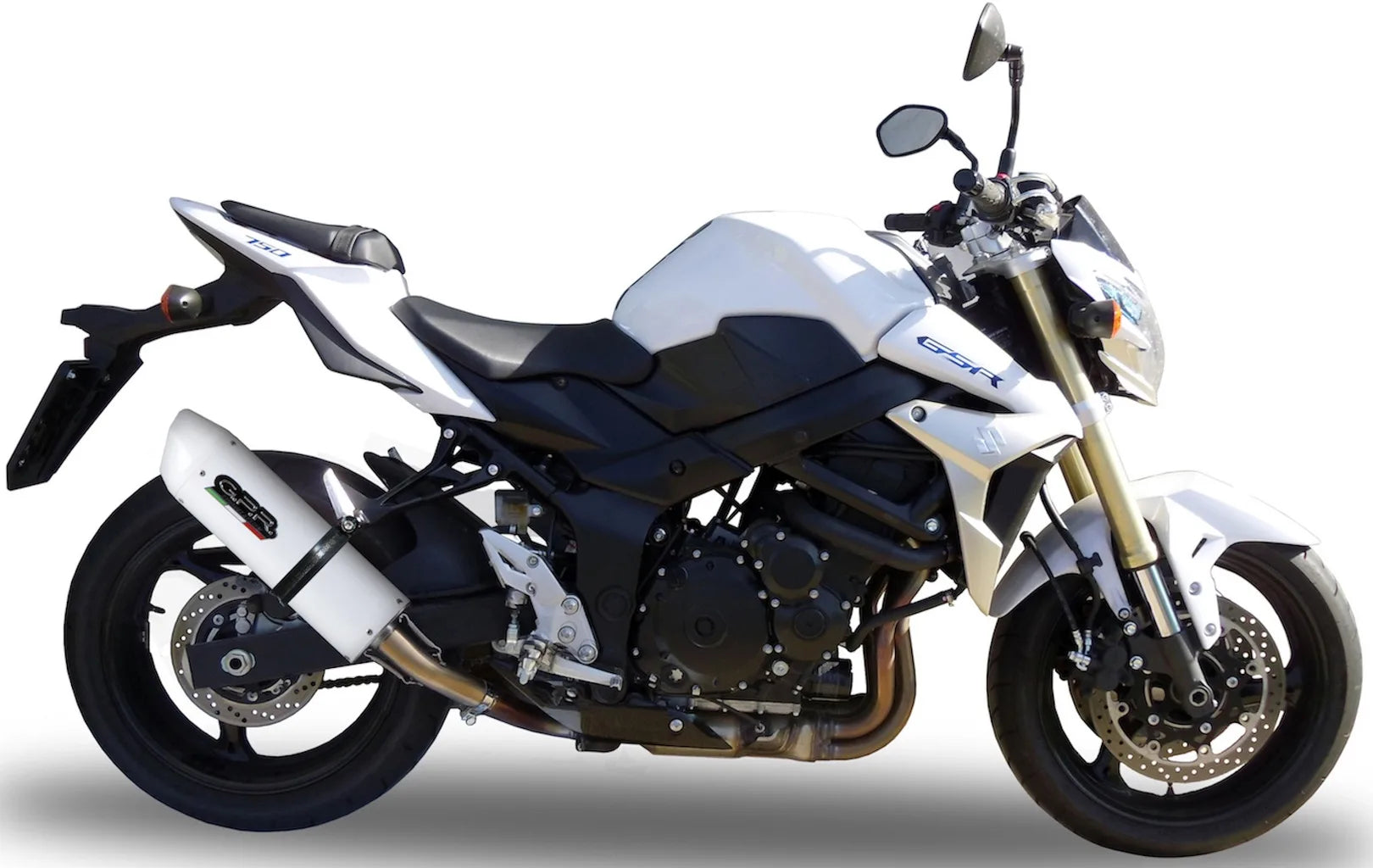 Exhaust Tip With Noise Certification Albus Ceramic White Aluminium - Gpr Compatible With Suzuki Gsr 750 (2011-2015)