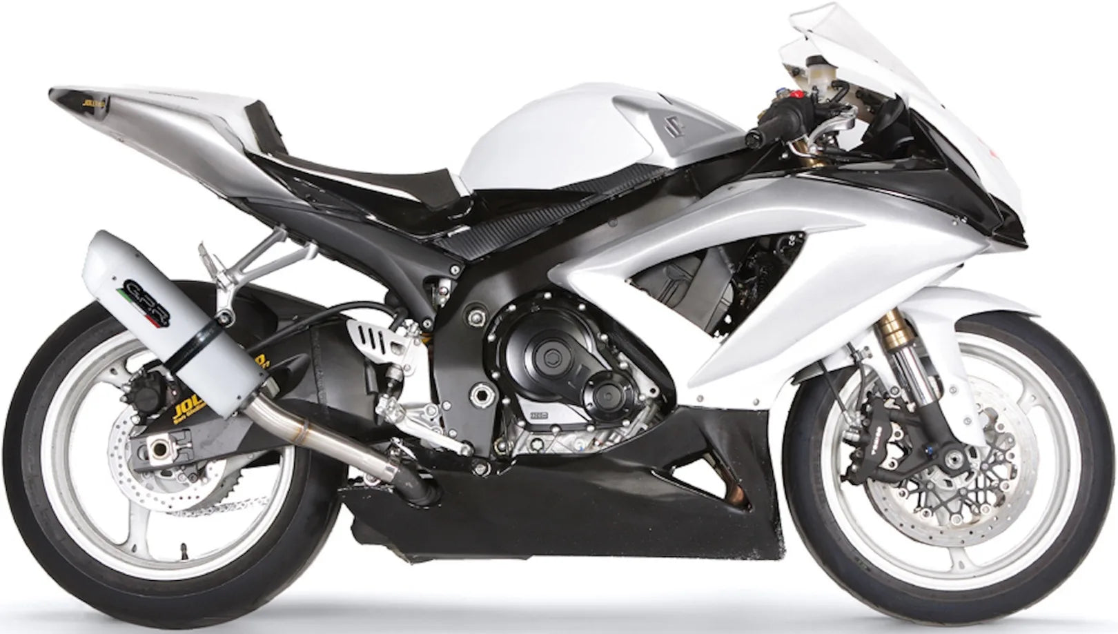 Exhaust Tip With Noise Certification Albus Ceramic White Aluminium - Gpr Compatible With Suzuki Gsx-R 600 K8 (2008-2010)