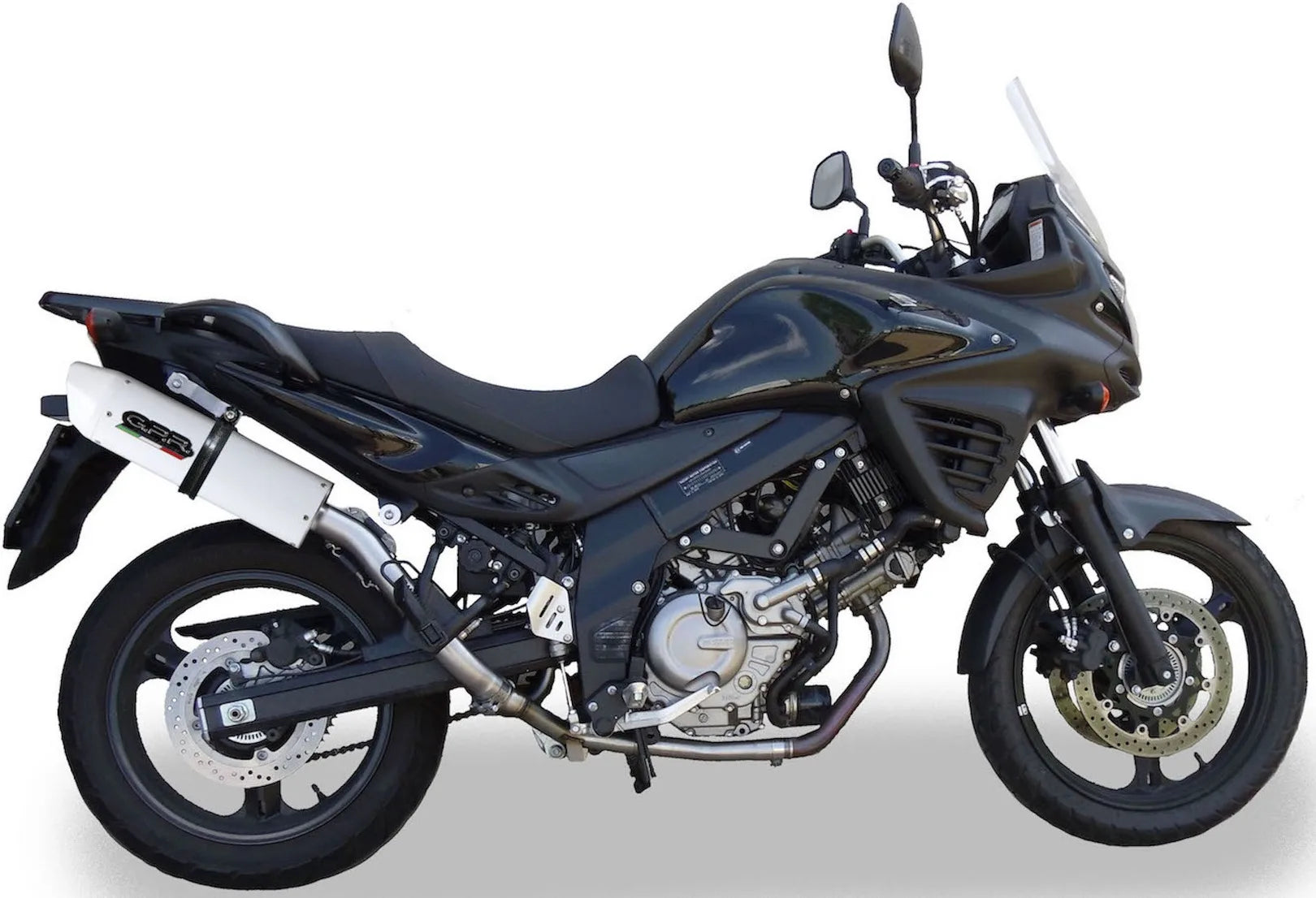 Catalytic Exhaust Tip With Sound Certification Albus Ceramic White Aluminium - Gpr Compatible With Suzuki V-Strom Dl 650 (2012-2016)