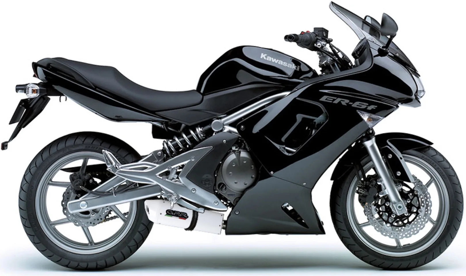 Complete Catalytic Exhaust System With Sound Certification Albus Ceramic White Aluminium - Gpr Compatible With Kawasaki Er-6 F (2012-2016)