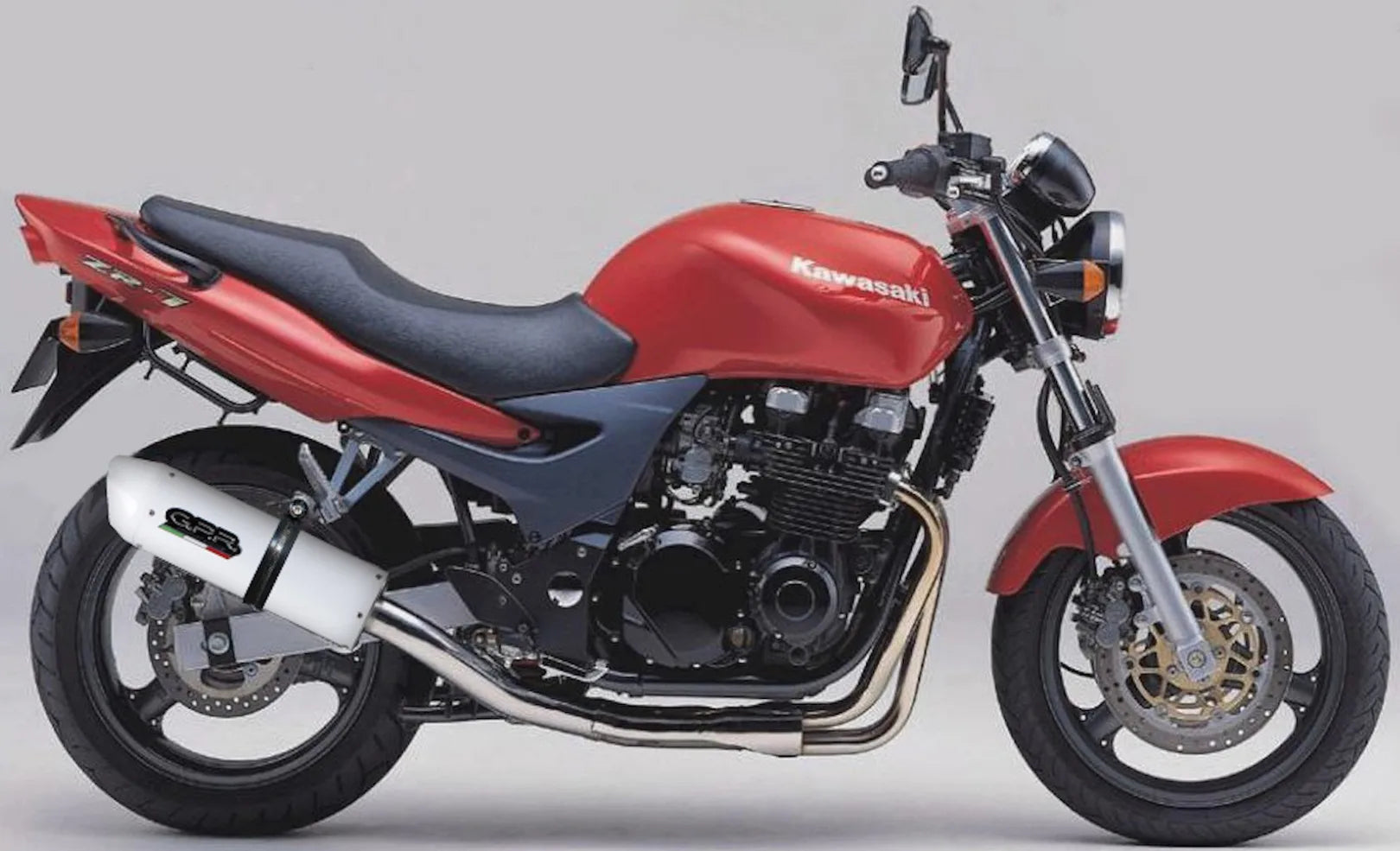 Exhaust Tip With Noise Certification Albus Ceramic White Aluminium - Gpr Compatible With Kawasaki Zr 7 - S (1999-2004)