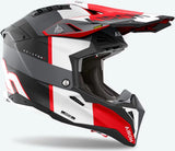 Off-Road Motorcycle Helmet Airoh Aviator 3 - Av3M16 Hpc Carbon Grey Red Matte Monarch Size L