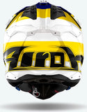 Off-Road Motorcycle Helmet Airoh Aviator 3 - Av3M18 Hpc Carbon Blue Yellow Glossy Monarch Size L