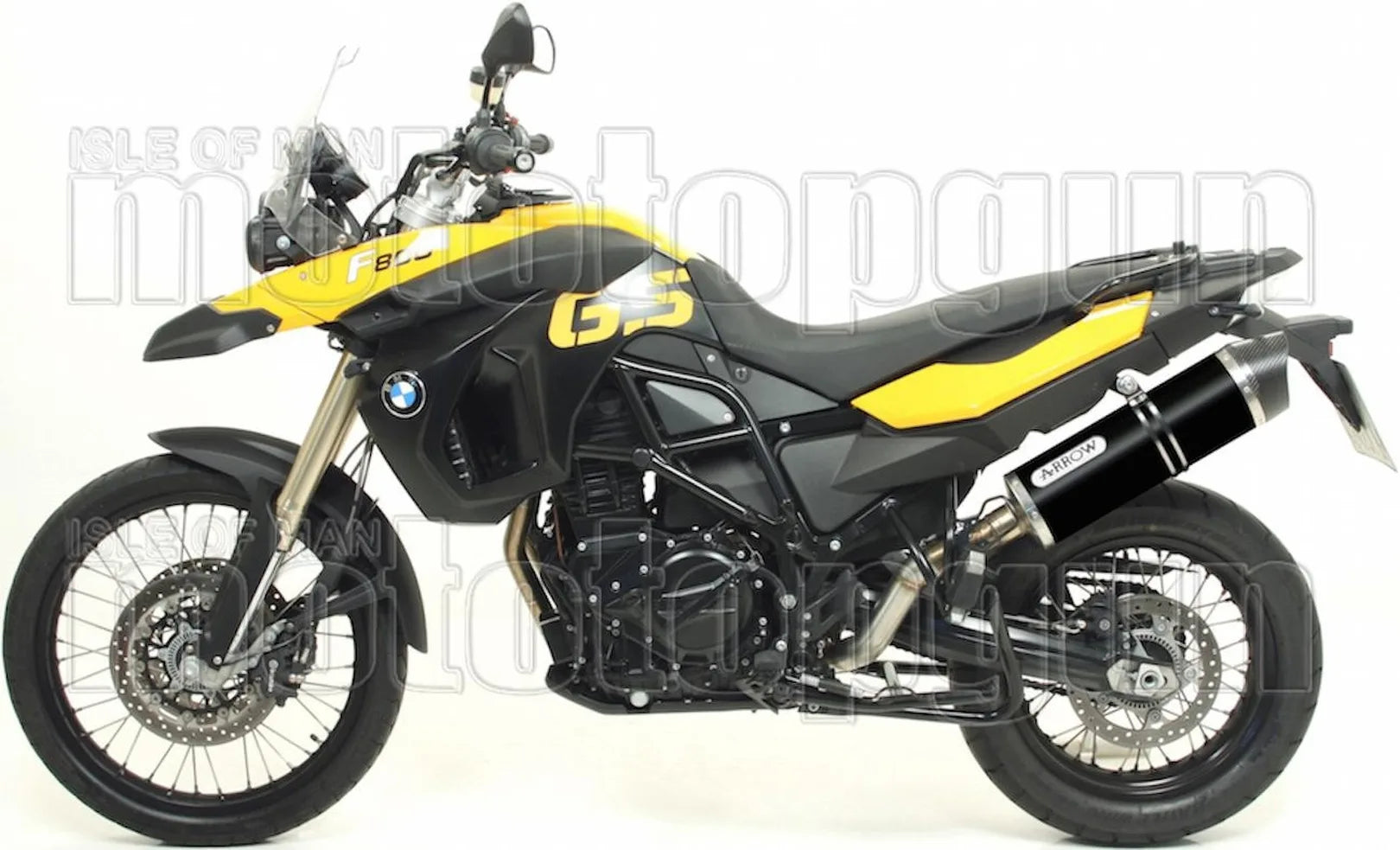 Complete Non-Catalytic Exhaust System With Sound Certification Maxi Race-Tech Black Aluminium Carbon - Arrow Special Parts Compatible With Bmw F 800 Gs (2008-2016)