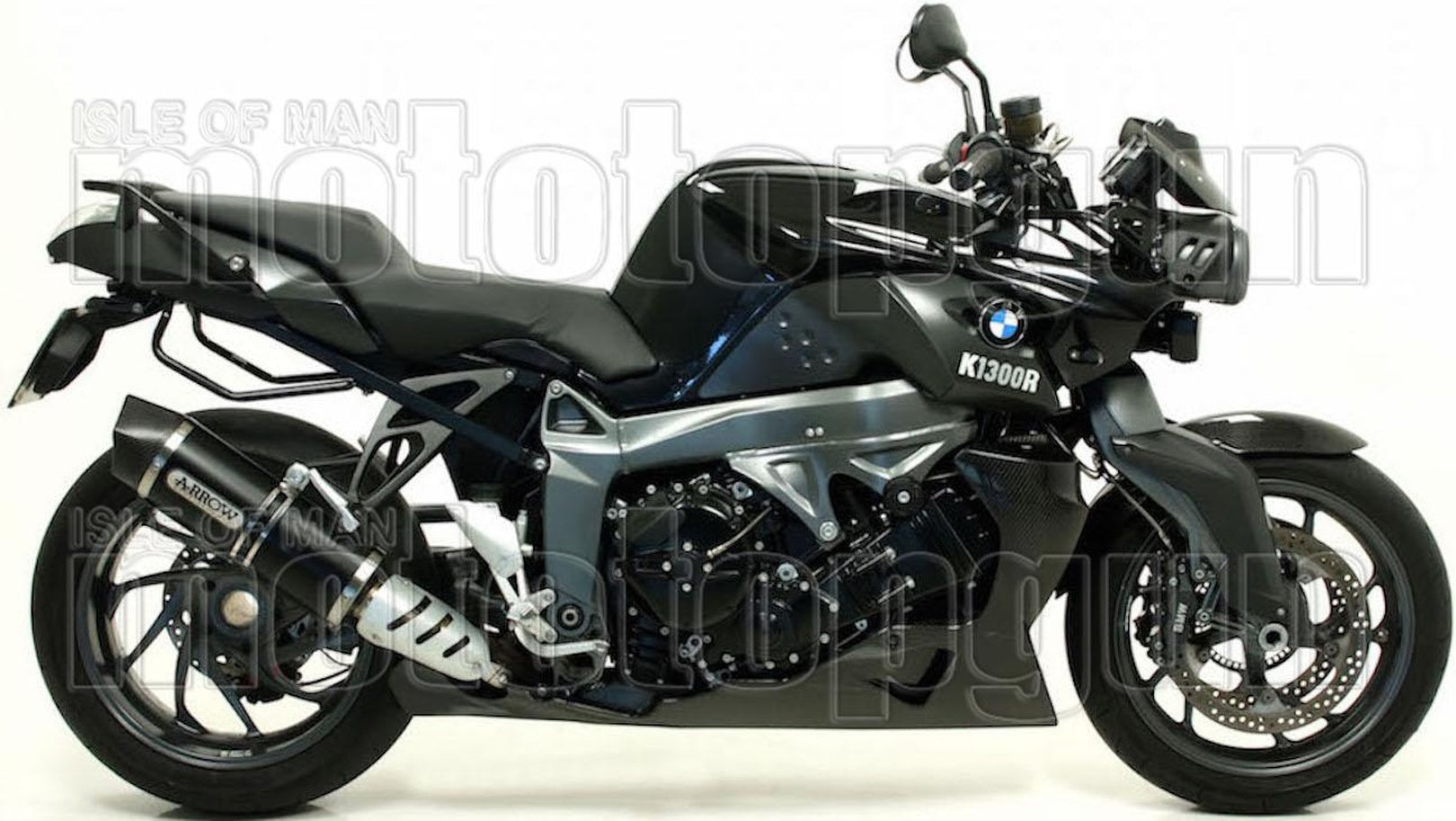 Catalytic Exhaust Tip With Sound Certification Maxi Race-Tech Black Aluminium Carbon - Arrow Special Parts Compatible With Bmw K 1300 R (2009-2016)