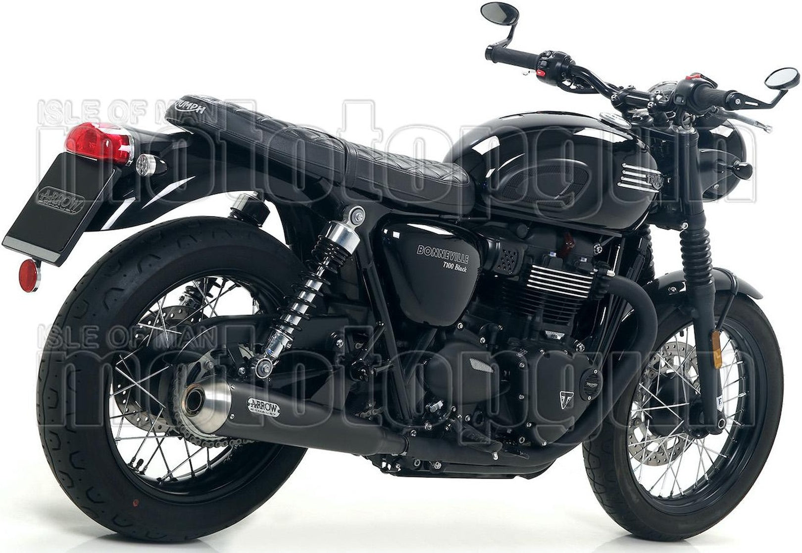 Dual Exhaust System With Sound Certification Pro-Racing Black Nichrom Stainless Steel - Arrow Special Parts Compatible With Triumph Bonneville T100 (2017-2020)