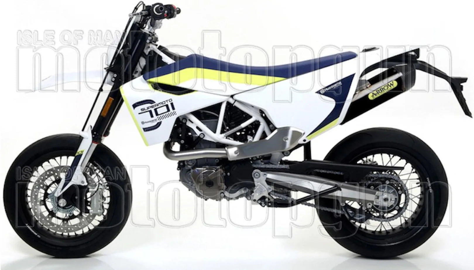 Complete Non-Catalytic Exhaust System With Sound Certification Race-Tech Black Aluminium Carbon - Arrow Special Parts Compatible With Husqvarna 701 Supermoto (2017-2020)