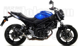 Complete Non-Catalytic Exhaust System With Sound Certification Race-Tech Black Aluminium Carbon - Arrow Special Parts Compatible With Suzuki Sv 650 (2016-2024)