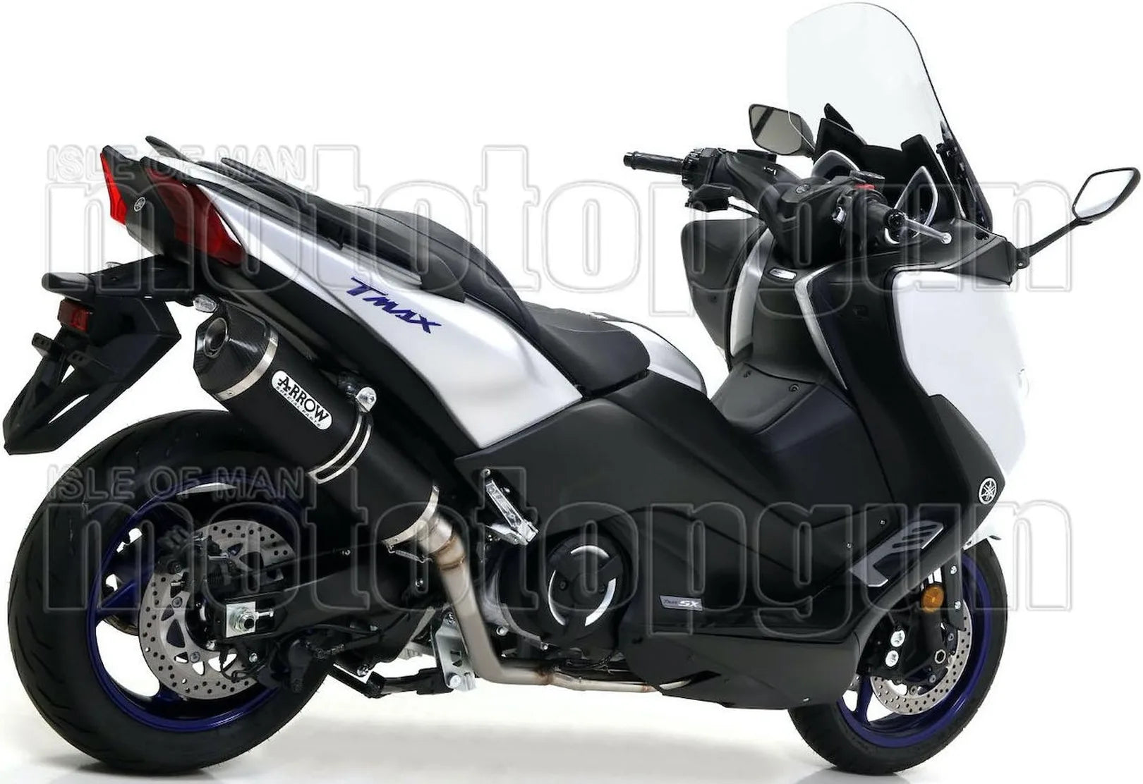 Exhaust Tip With Noise Certification Race-Tech Black Aluminium Carbon - Arrow Special Parts Compatible With Yamaha Xp 530 T-Max (2017-2019)
