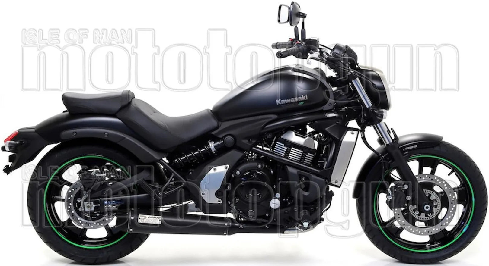 Complete Catalytic Exhaust System With Sound Certification Rebel Black Aluminium Carbon - Arrow Special Parts Compatible With Kawasaki Vulcan 650 S Cafe (2017-2020)