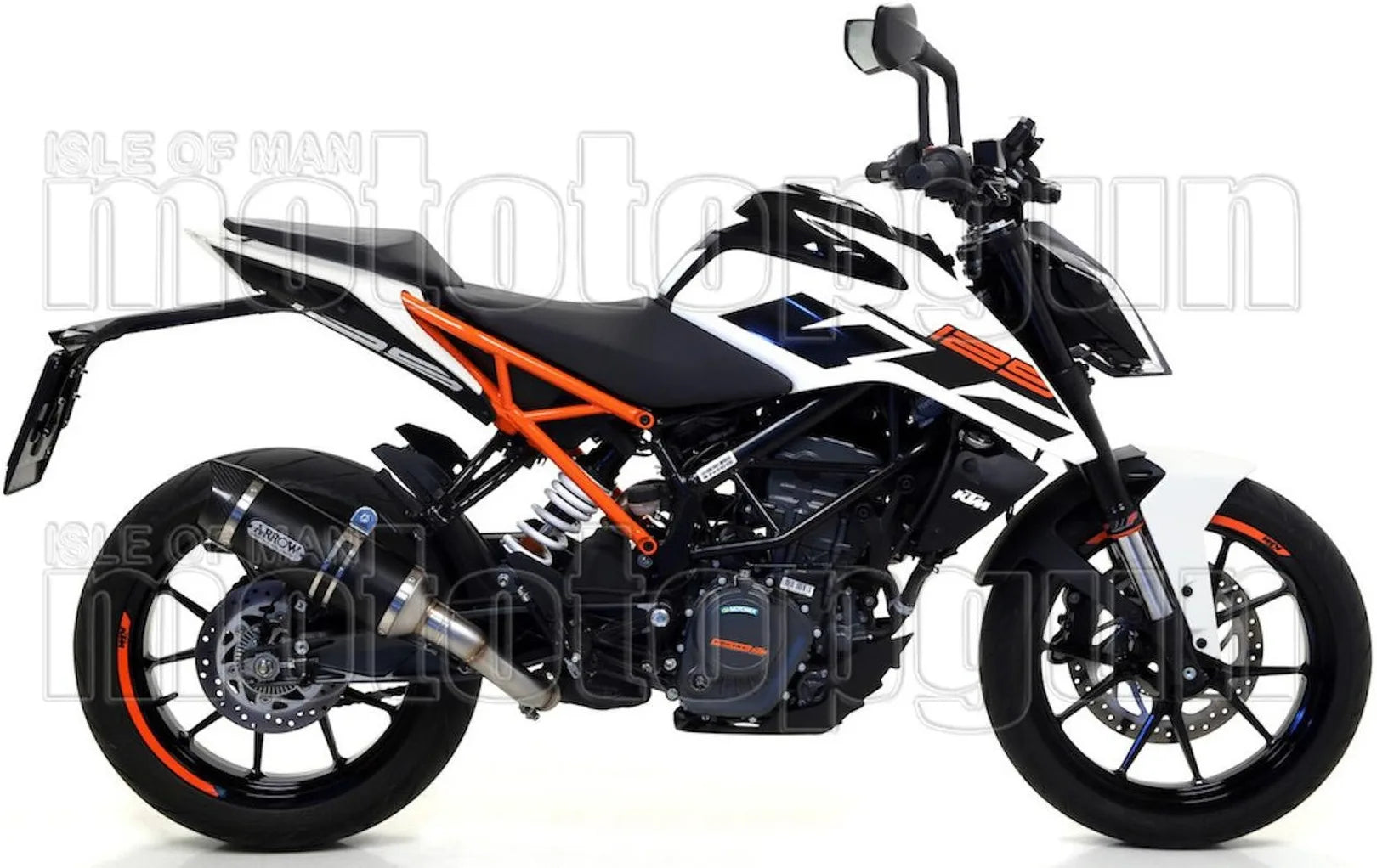 Non-Catalytic Exhaust Tip With Sound Certification Thunder Black Aluminium Carbon - Arrow Special Parts Compatible With Ktm 390 Duke (2017-2020)