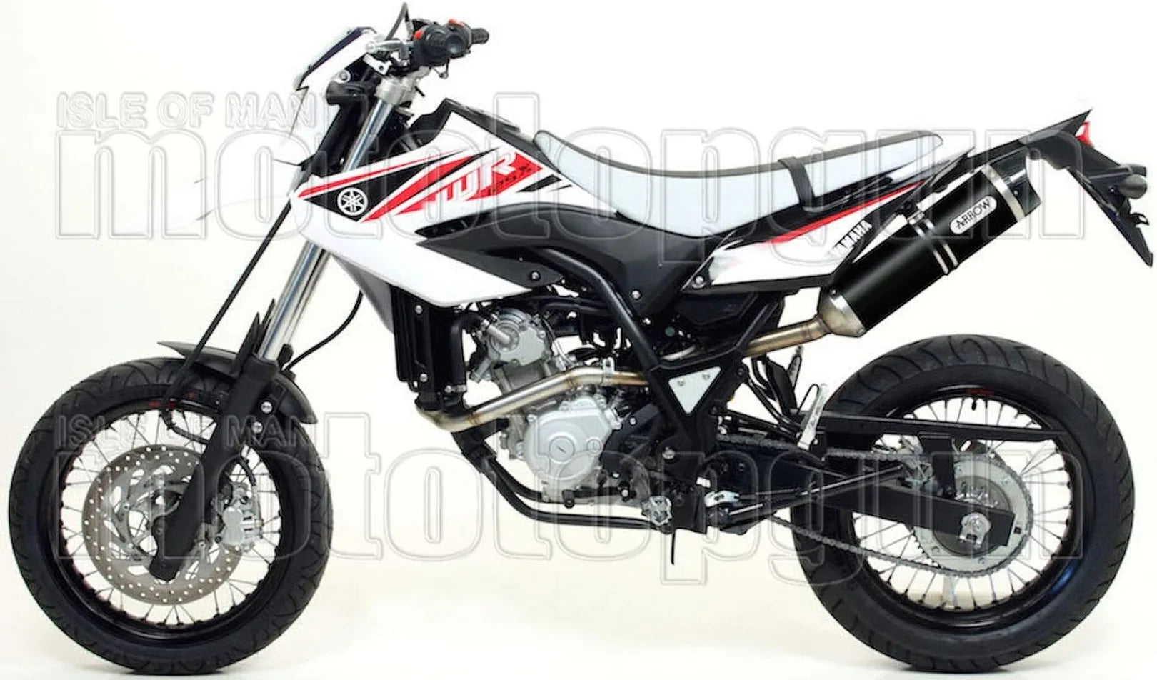 Exhaust Tip With Noise Certification Thunder Black Aluminium Carbon - Arrow Special Parts Compatible With Yamaha Wr 125 X (2009-2016)