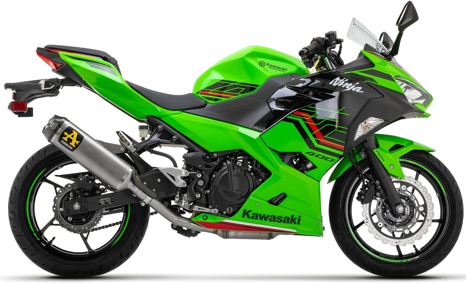 Complete Non-Catalytic Exhaust System With Sound Certification Indy-Race Black Aluminium Carbon - Arrow Special Parts Compatible With Kawasaki Z 400 (2023)
