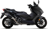 Complete Non-Catalytic Exhaust System With Sound Certification Indy-Race Black Titanium Carbon - Arrow Special Parts Compatible With Yamaha Xp 560 T-Max (2020-2024)