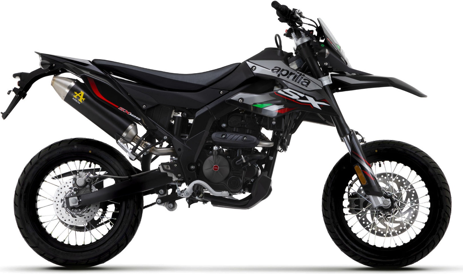 Complete Non-Catalytic Exhaust System With Sound Certification Thunder Black Aluminium Stainless Steel - Arrow Special Parts Compatible With Aprilia Rx - Sx 125 (2021-2024)