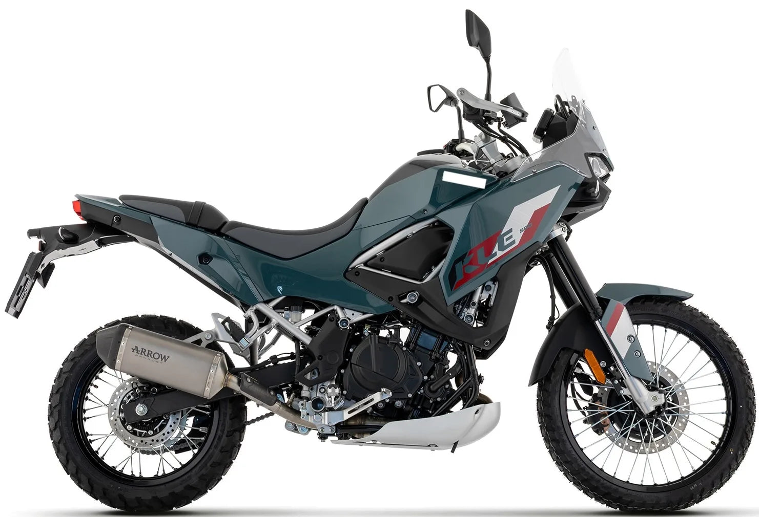 Complete Non-Catalytic Exhaust System With Sound Certification Explorer Titanium Carby End Cap - Arrow Special Parts Compatible With Kawasaki Kle 500 (2026)