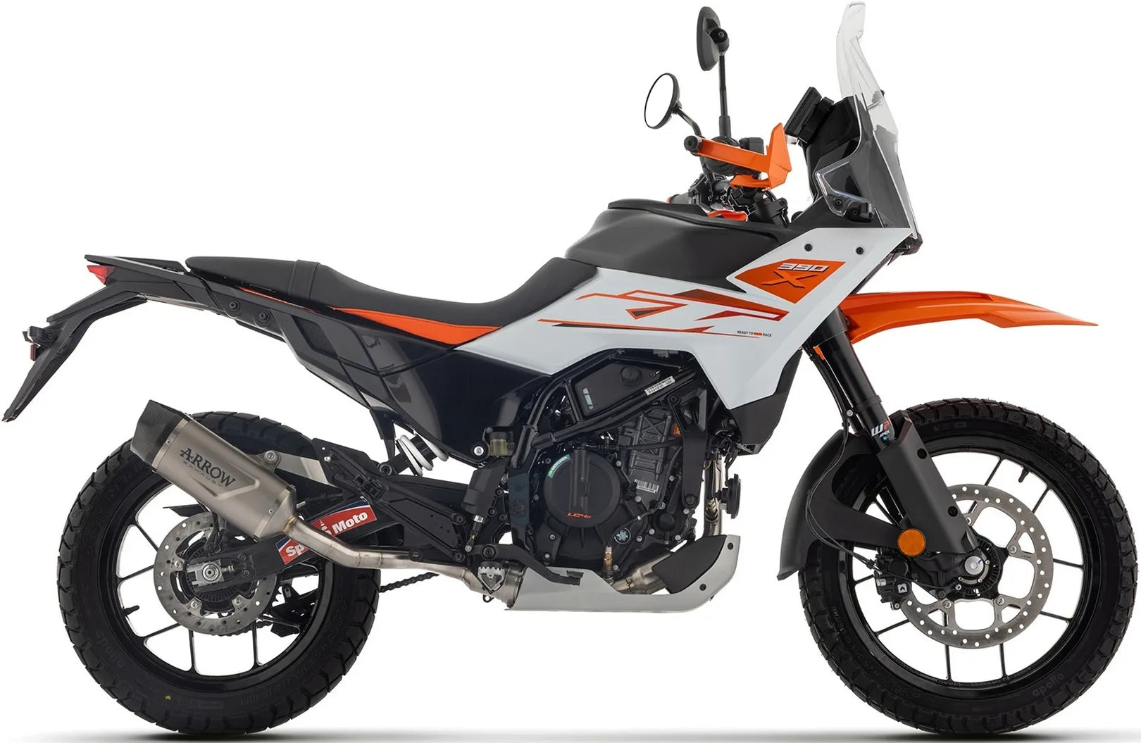 Complete Non-Catalytic Exhaust System With Sound Certification Indy-Race Evo Titanium Carby End Cap - Arrow Special Parts Compatible With Ktm 390 Adventure X (2025-2026)