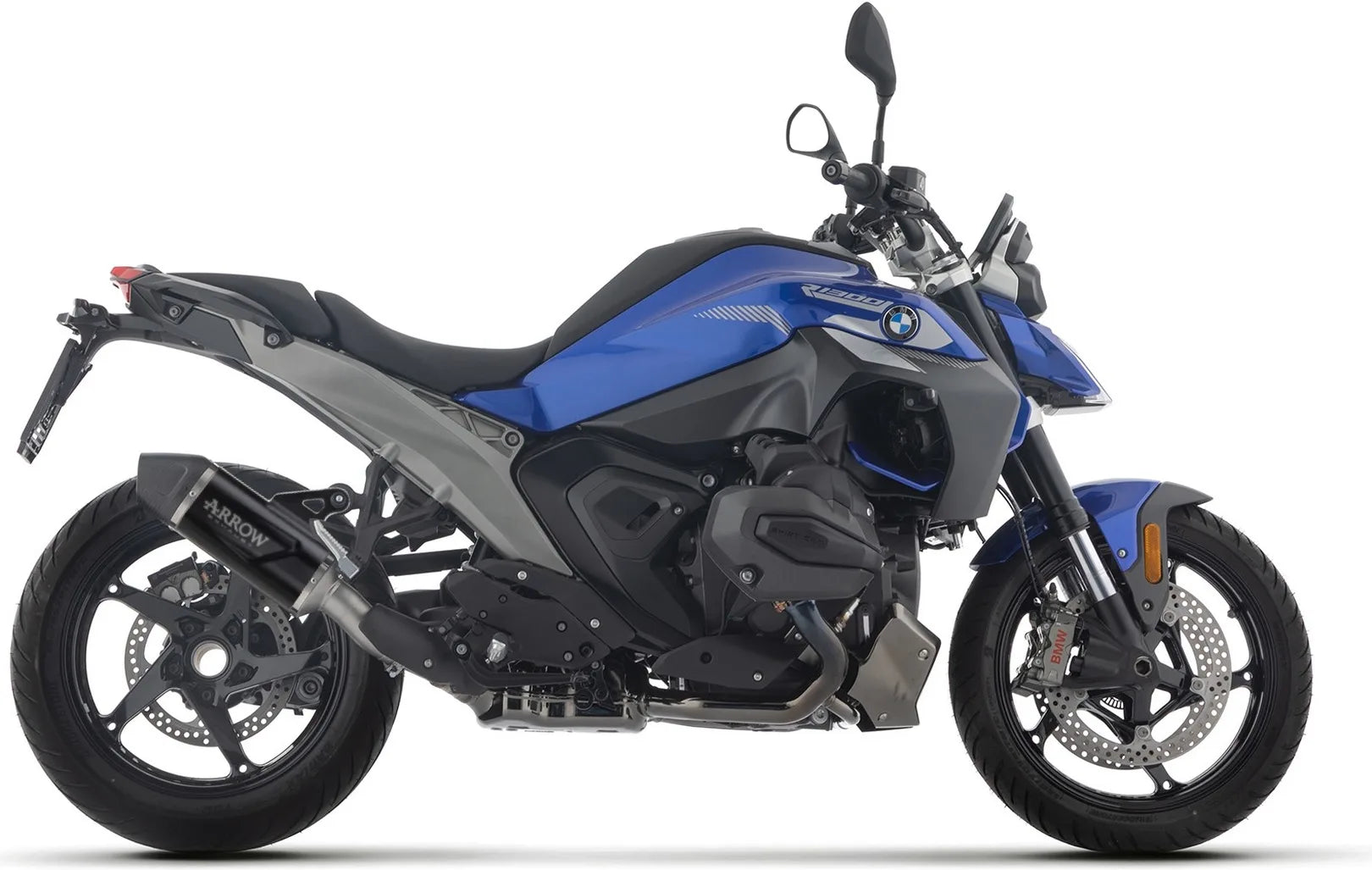 Complete Non-Catalytic Exhaust System With Sound Certification Indy-Race Evo Black Aluminium Carby End Cap - Arrow Special Parts Compatible With Bmw R 1300 Rs (2025-2026)