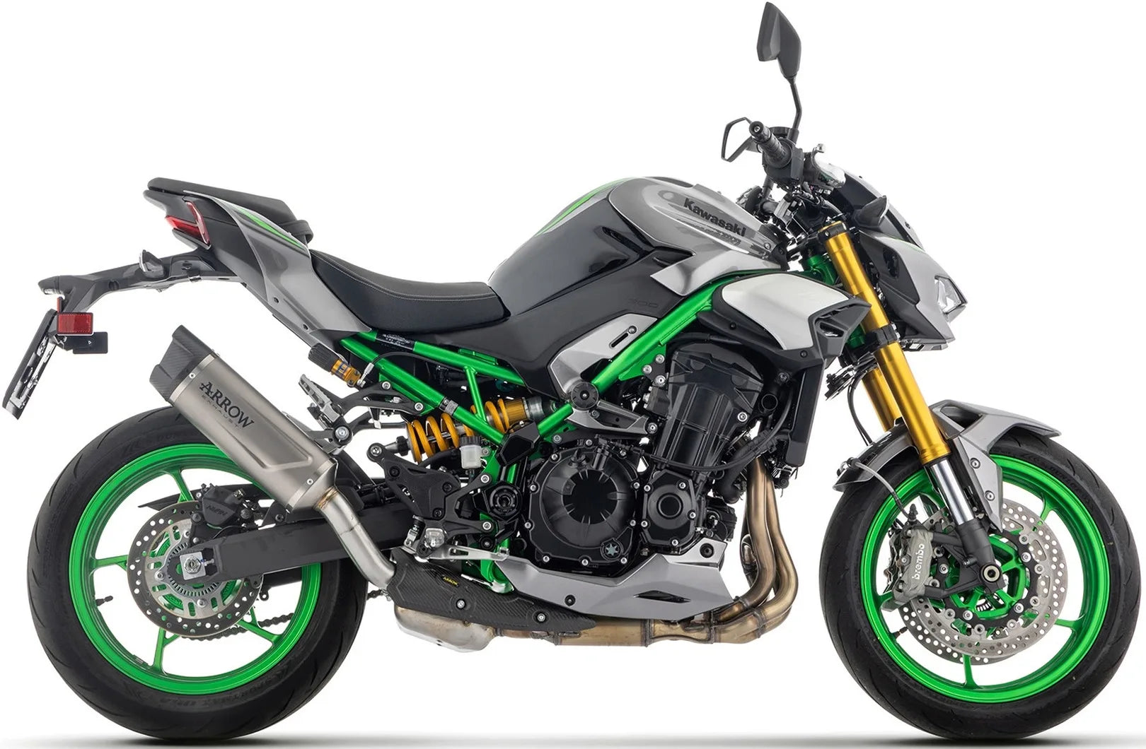 Complete Non-Catalytic Exhaust System With Sound Certification Indy-Race Evo Full Titanium Carby End Cap - Arrow Special Parts Compatible With Kawasaki Z900 (2025-2026)