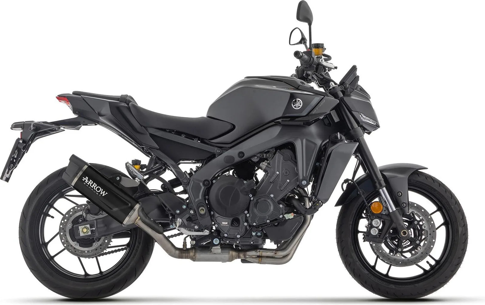 Complete Non-Catalytic Exhaust System With Sound Certification Indy-Race Evo Black Aluminium Carby End Cap - Arrow Special Parts Compatible With Yamaha Mt-09 (2024-2026)