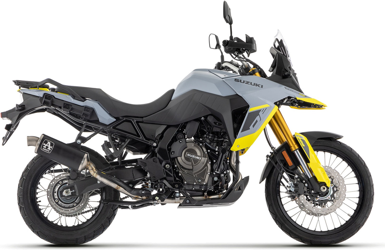 Exhaust Tip With Noise Certification Indy-Race Black Aluminium Stainless Steel - Arrow Special Parts Compatible With Suzuki V-Strom 800 De (2023-2024)