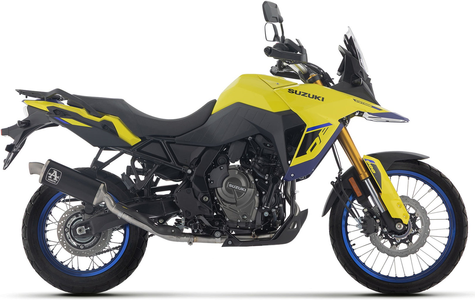 Complete Non-Catalytic Exhaust System With Sound Certification Indy-Race Black Aluminium Steel End Cap - Arrow Special Parts Compatible With Suzuki V-Strom 800 De (2025-2026)