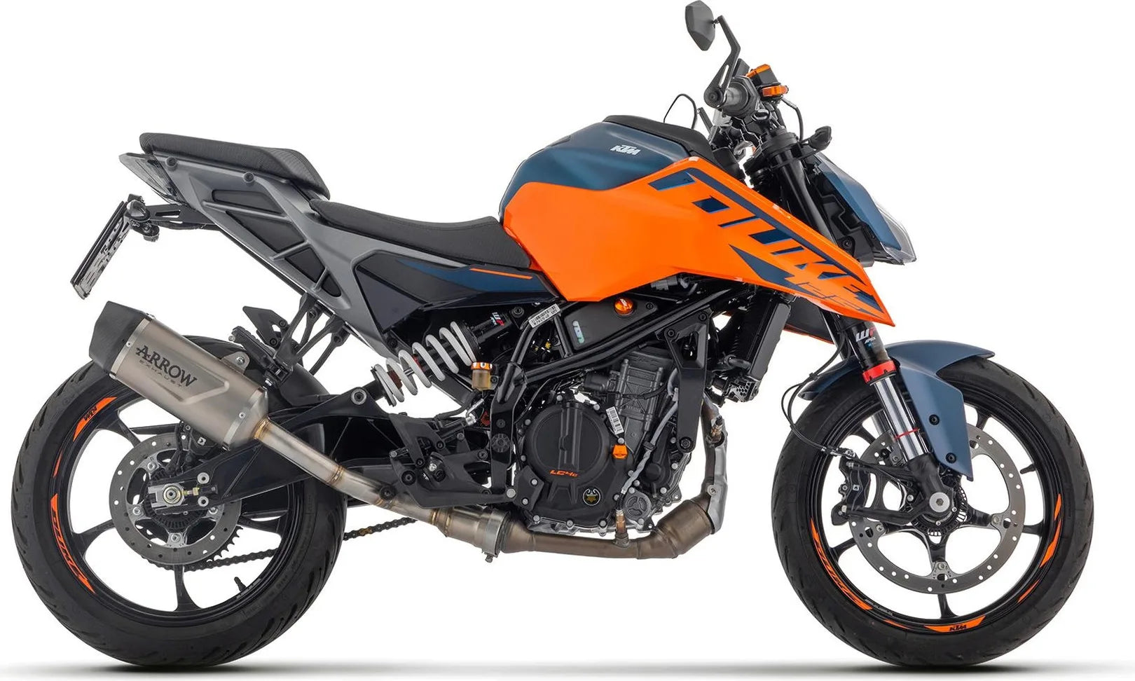 Complete Non-Catalytic Exhaust System With Sound Certification Indy-Race Titanium Carbon - Arrow Special Parts Compatible With Ktm 125 Duke (2024-2026)