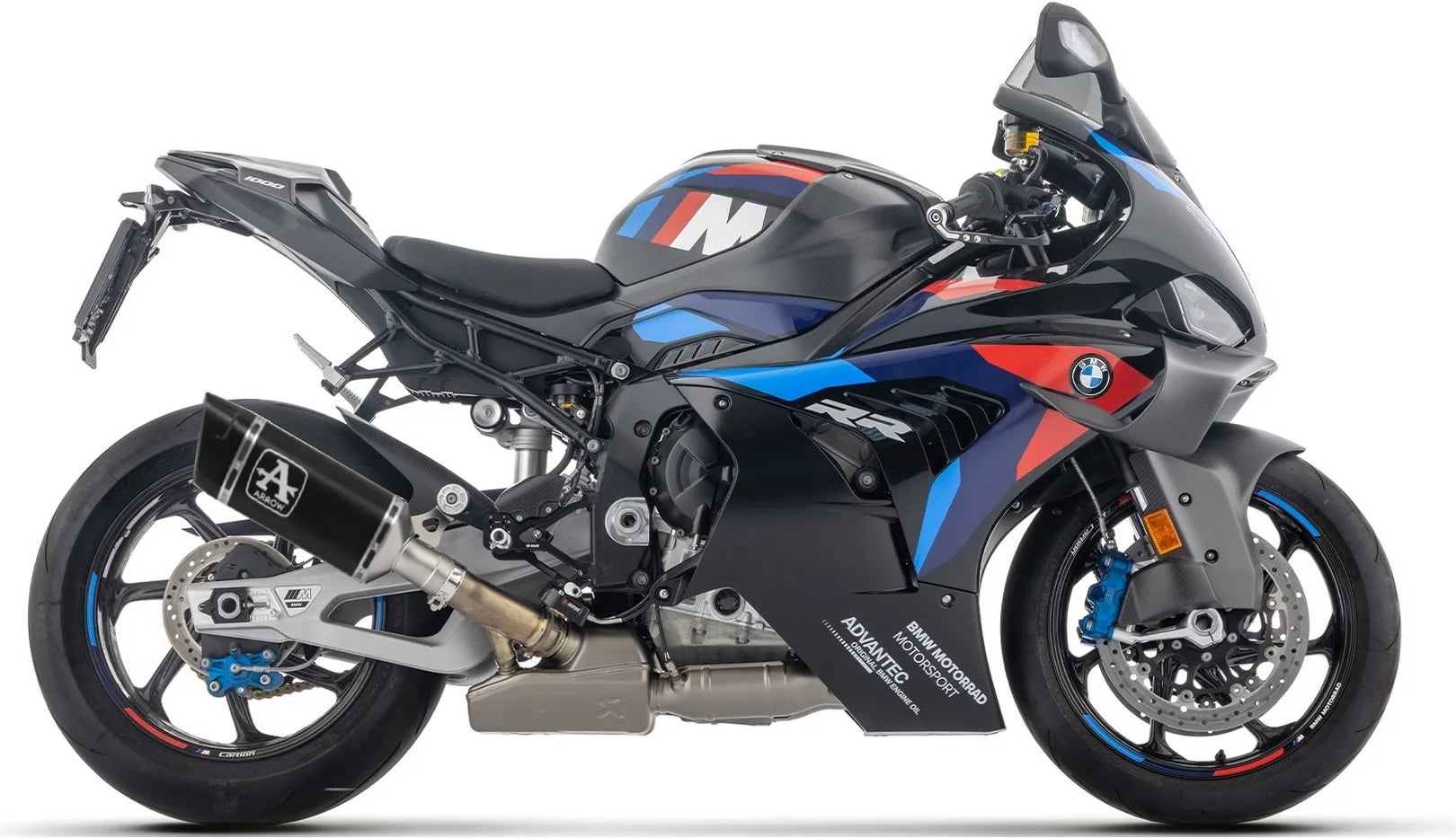 Complete Non-Catalytic Exhaust System With Sound Certification Pista Black Titanium Carby End Cap - Arrow Special Parts Compatible With Bmw M 1000 Rr (2025-2026)