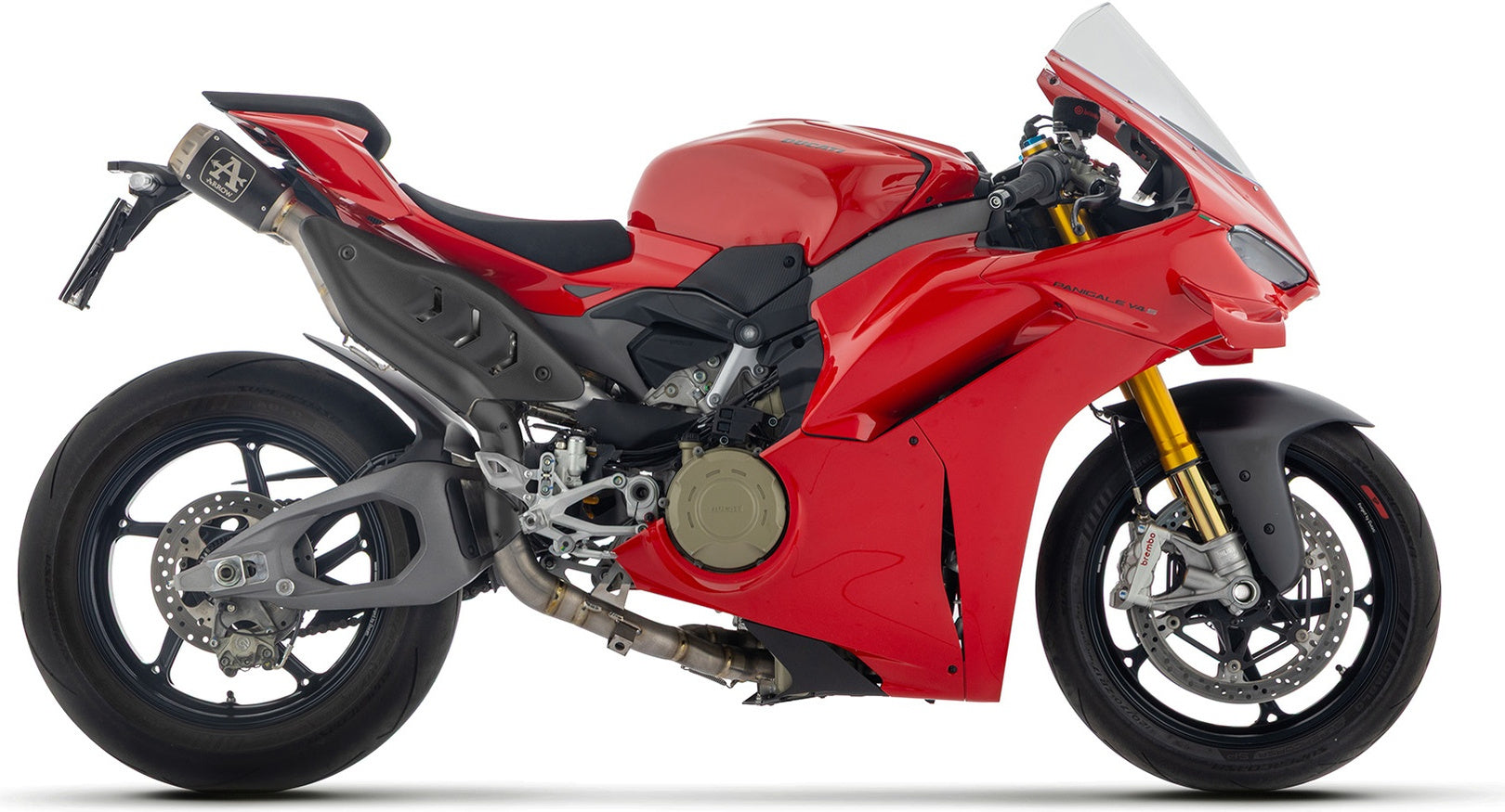 Complete Exhaust System Without Catalytic Converter And Without Sound Certification Pro-Race Competition Black Titanium End Cap Net - Arrow Special Parts Compatible With Ducati Panigale V4 (2025-2026)