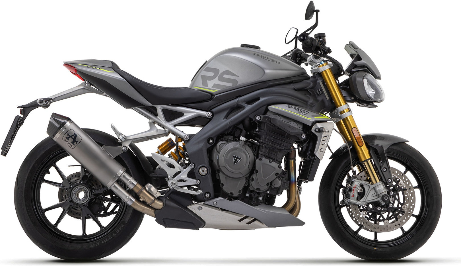 Exhaust Tip With Noise Certification Race-Tech Titanium Carbon - Arrow Special Parts Compatible With Triumph Speed Triple 1200 Rs (2021-2024)